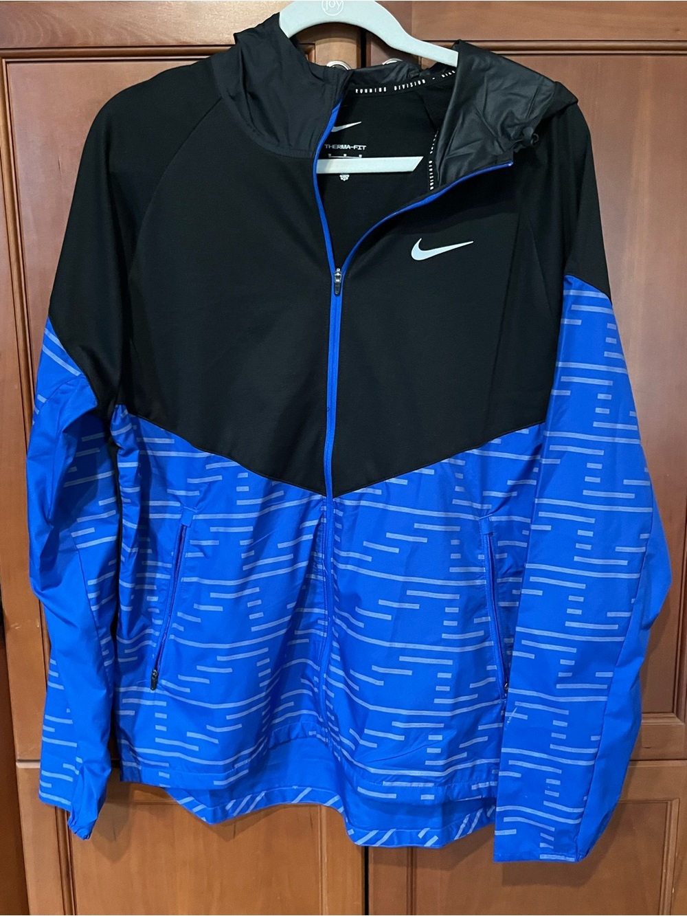 Nike Running Division Therma-FIT Windrunner Jacket Mens M Blue Black Hooded